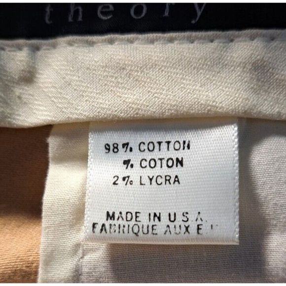 Theory Pants Tan Khaki Chino Wide Leg Cotton Size 4 - Picture 10 of 11